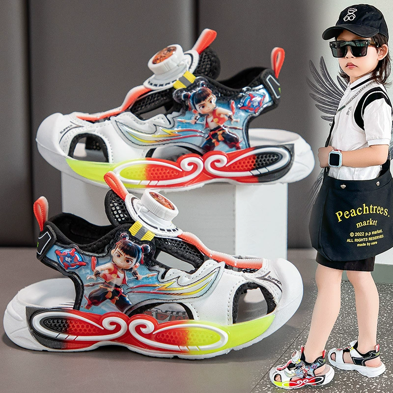 Мальчики Баотоу сандалии на мягкой подошве Детская пляжная обувь Летняя новая мультяшная детская обувь дикая нескользящая спортивная сандалия