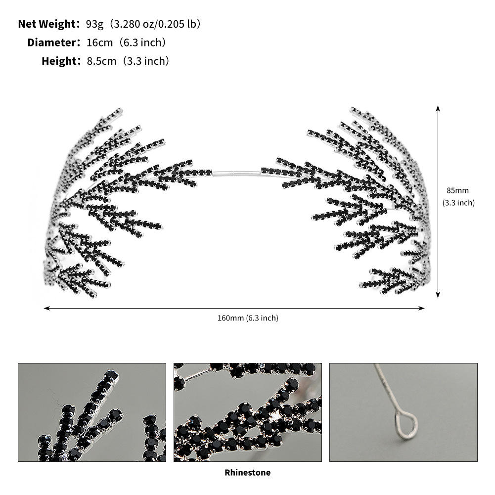 Accesorios para el cabello de novia transfronterizos europeos y americanos, diademas de joyería para fiestas de graduación y bodas, diademas de lujo versátiles de ala ancha con diamantes de imitación.