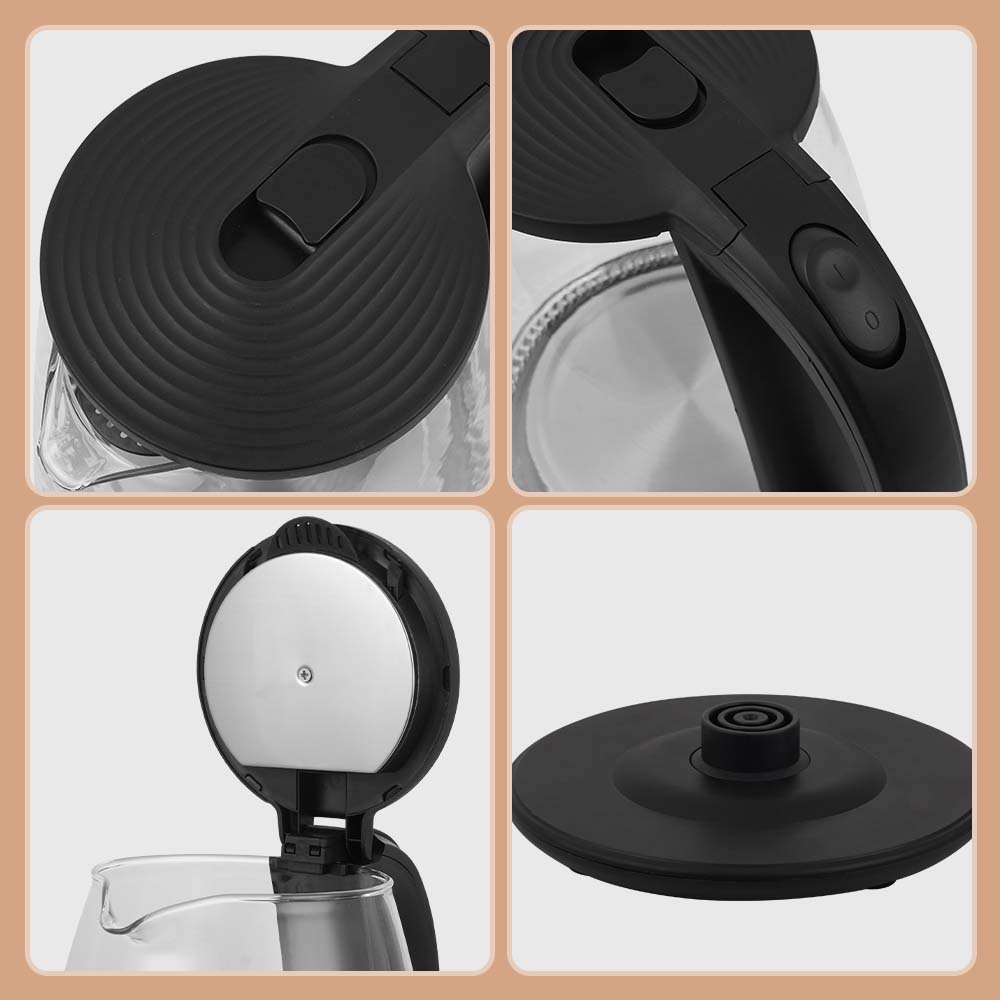 Winningstar 1.8L cuerpo de olla de vidrio de borosilicato alto control de temperatura de oro doble hervidor eléctrico de aislamiento de agua hirviendo para el hogar