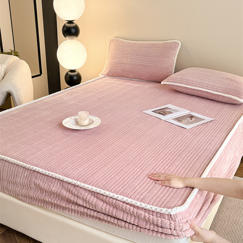 knitted solid color fleece fitted sheet