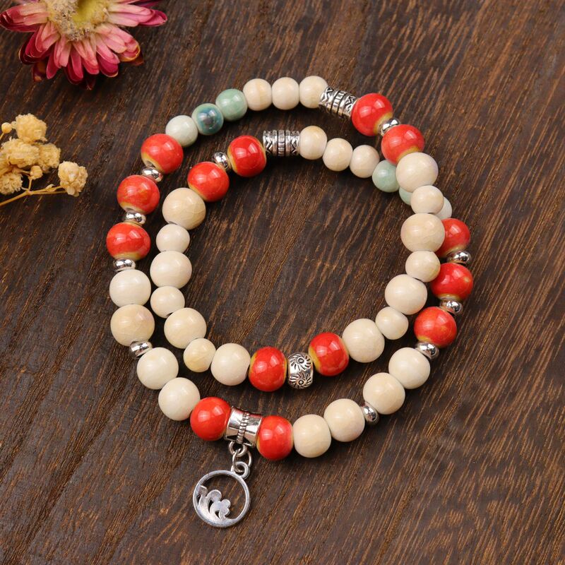 Jingdezhen Creative Handmade Ceramic Forest-Style Double-Circle Bracelet for Women, Ethnic Literary Retro Fashion Double-Circle Bracelet Jingdezhen Creative Handmade Ceramic Forest-Style Double-Circle Bracelet for Women, Ethnic Literary Retro Fashion Double-Circle Bracelet