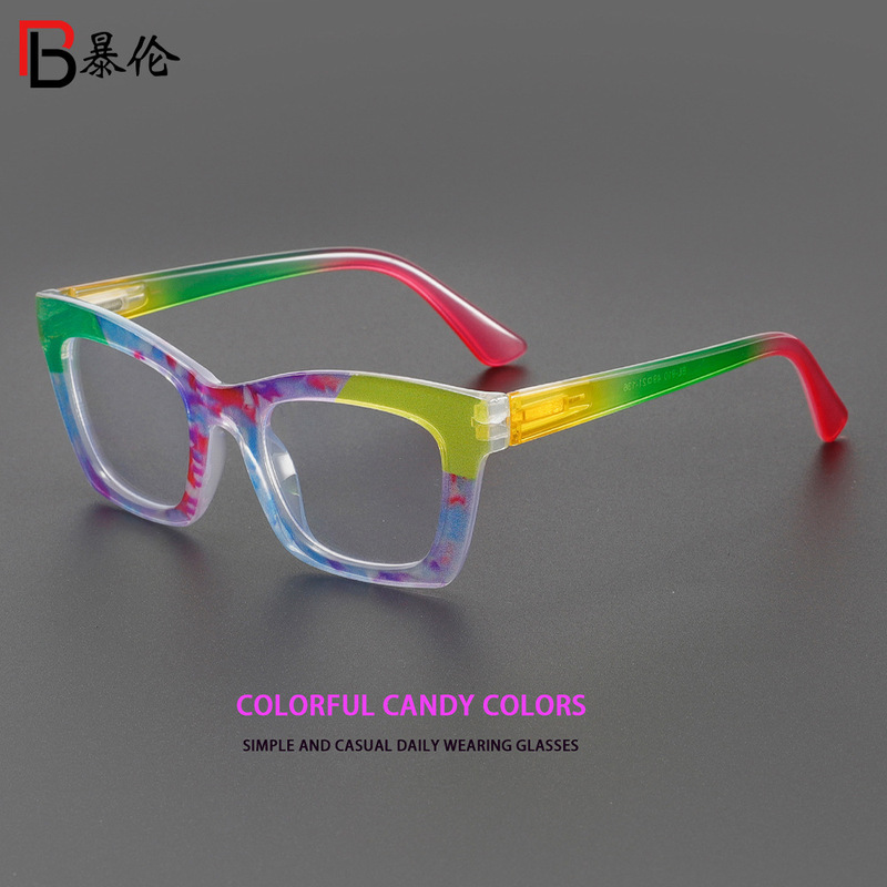Cross-Border New Colorful Square Frame Anti-Blue Light Flat Mirror European and American Fashion High-End Plain Glasses Frame Bl910