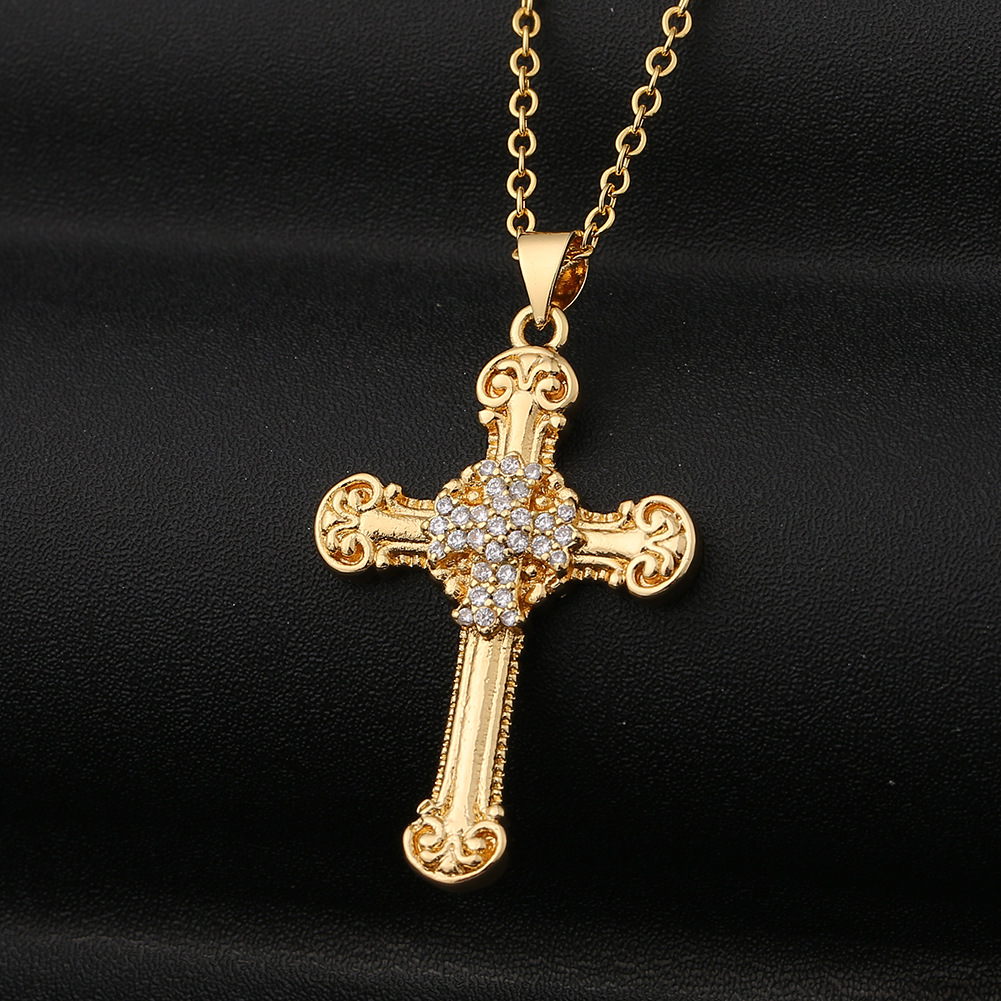6g Weight Necklace Classification Wedding, Travel Occasion Copper Material Cross Pattern Unisex Gender Ethnic Style Style Retro Copper Cross Pendant Necklace 2
