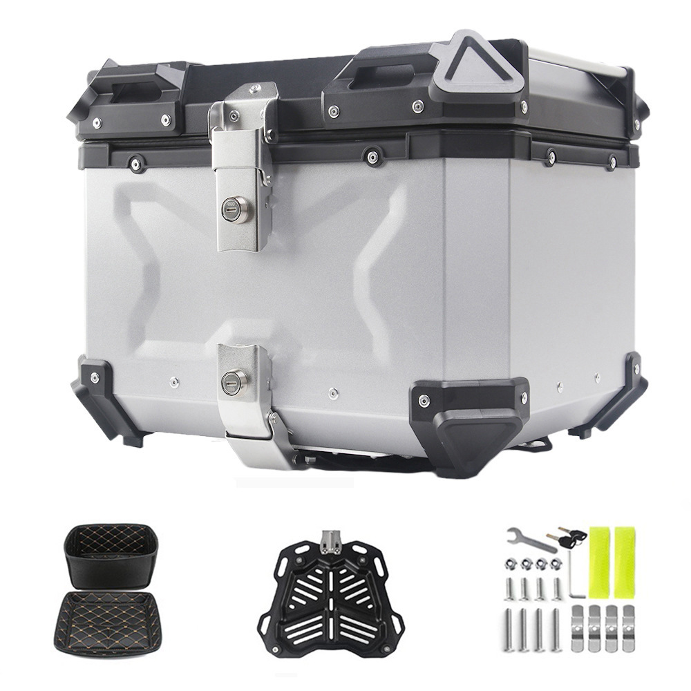 Motocicleta 38L caja lateral de viaje tres cajas estampado X tipo de aleación de aluminio maletero eléctrico desmontaje rápido caja de almacenamiento