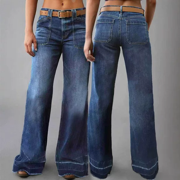2025 Cross-Border Wish Amazon Spring & Fall New Women's Retro High-Waisted Straight Loose Slimming Look Versatile Jeans