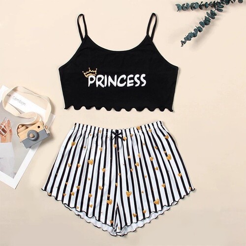 European and American-style thin-shoulder vest, camisole top, shorts, and two-piece loungewear set—women's pajamas