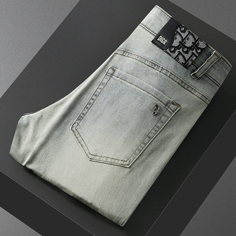 Джинсы Мужские стройные ноги эластичные модные легкие роскошные дикие трендовые брюки 2025 новый европейский мужской костюм