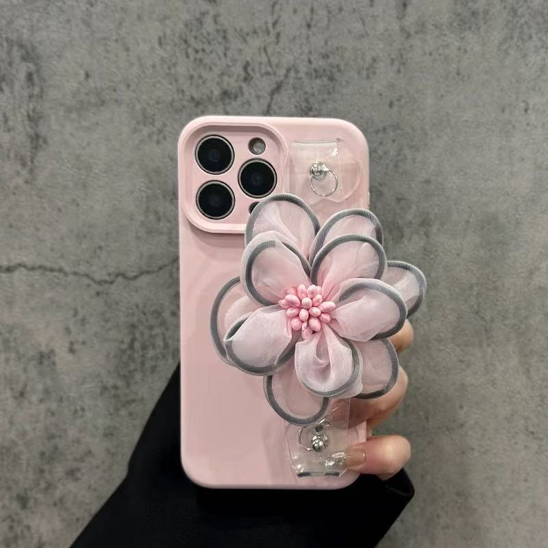 Pulsera de flor de encaje de color sólido simple para iPhone16ProMax/15 funda para teléfono móvil Apple 13/14 chica 16