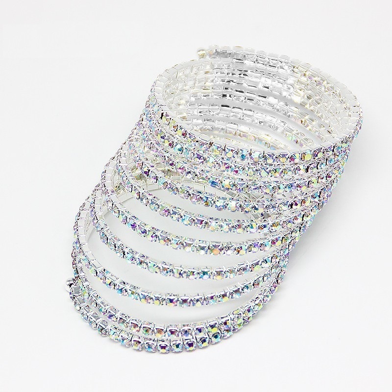 Pulsera de diamantes de imitación de moda europea y americana personalidad de las mujeres exagerada simple pulsera de diamantes de imitación de múltiples capas accesorios Pulsera