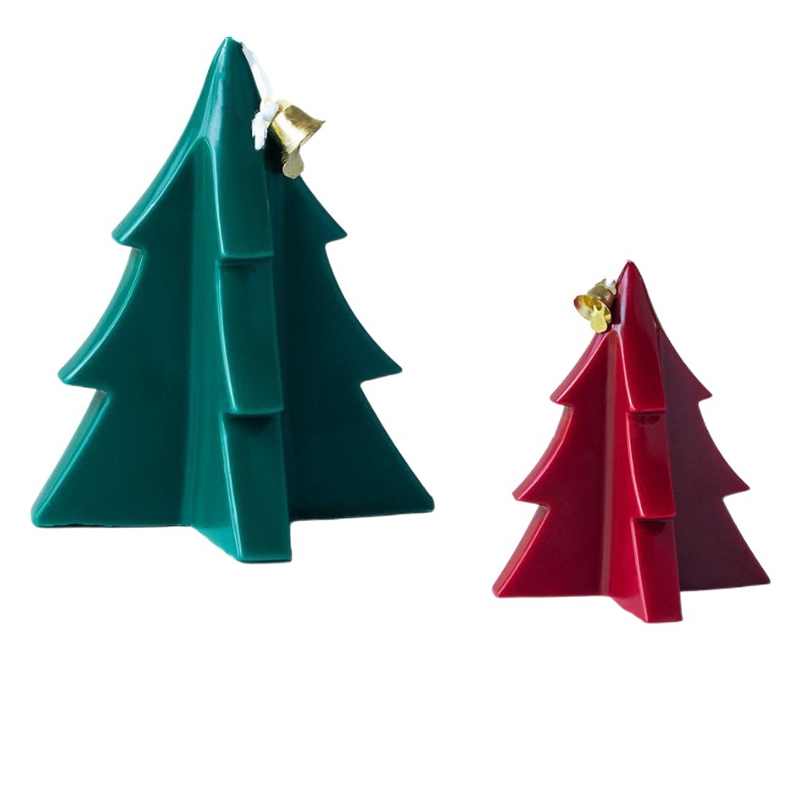 Venta al por mayor caliente rojo blanco verde árbol de Navidad forma vela decoración transfronteriza decoración creativa regalo atmósfera