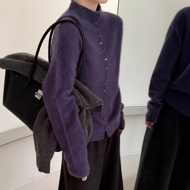 26 New Stylish and Fashionable 100% Wool Stand-Collar Versatile Sweater for Women, Unique and Trendy, Age-Reducing Casual Cardigan