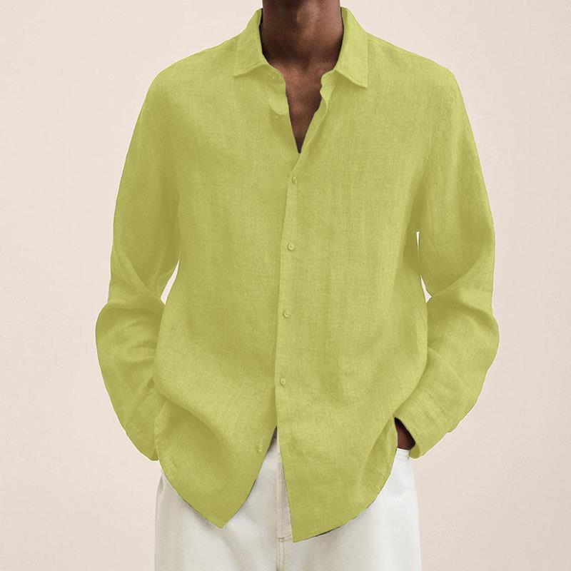 Solid Colour Long Sleeve Casual Shirt For Men Loose Fit_voghion.com