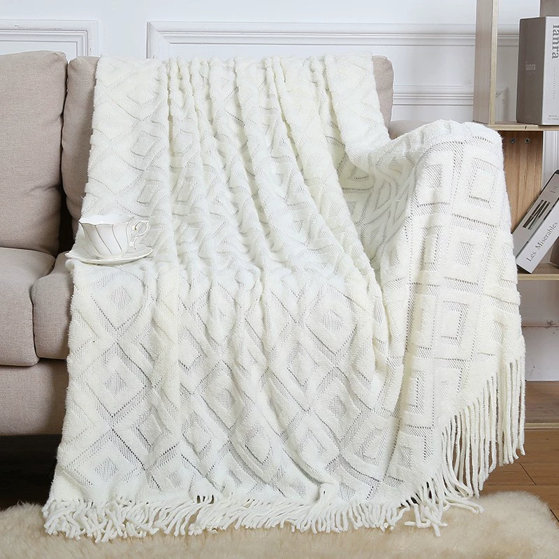 Duvet for sleep, knitted sofa, boho style