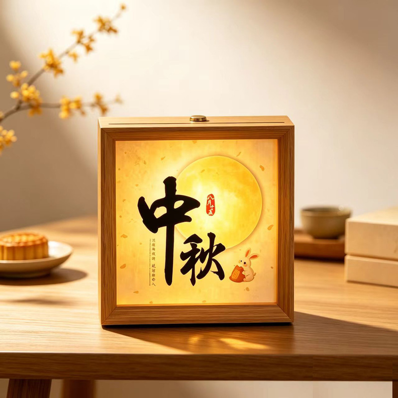 Mid-Autumn Festival night light photo frame, creative decorative piece, LED illuminated picture frame, small size, calligraphy and painting, birthday gift, decoration Mid-Autumn Festival night light photo frame, creative decorative piece, LED illuminated picture frame, small size, calligraphy and painting, birthday gift, decoration