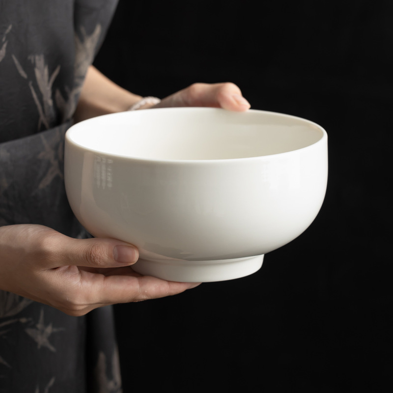 【Off-White】Dehua White Porcelain Large Bowl Ceramic Soup Bowl Noodle Bowl 5.7/ 6.7inch Soup and Food Bowl Ramen Instant Noodle Bowl