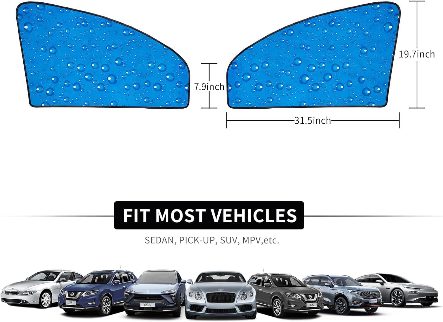 Cross-Border Single-Layer Sun Protection Retractable Magnetic Car Curtain Magnet Car Sunshade Water Drop Car Sunshade Side Shield