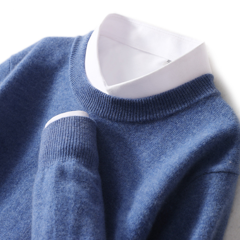 批发秋冬加厚男士羊毛衫圆领纯色毛衣男青年商务休闲羊绒衫大码打