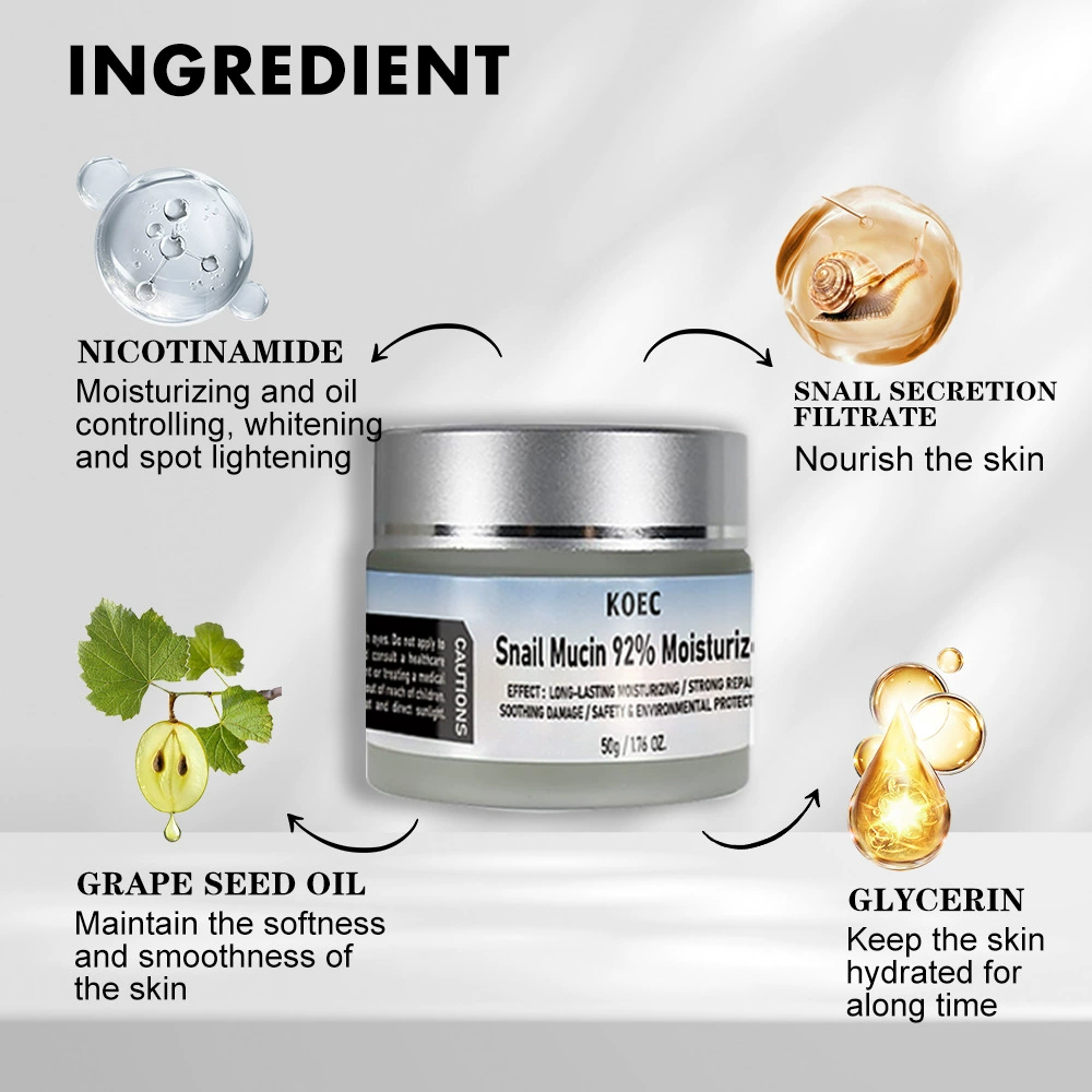 Face care set (KOEC) Vitamin C serum + Snail Mucin 92% moisturizing cream, repairing & hydrating