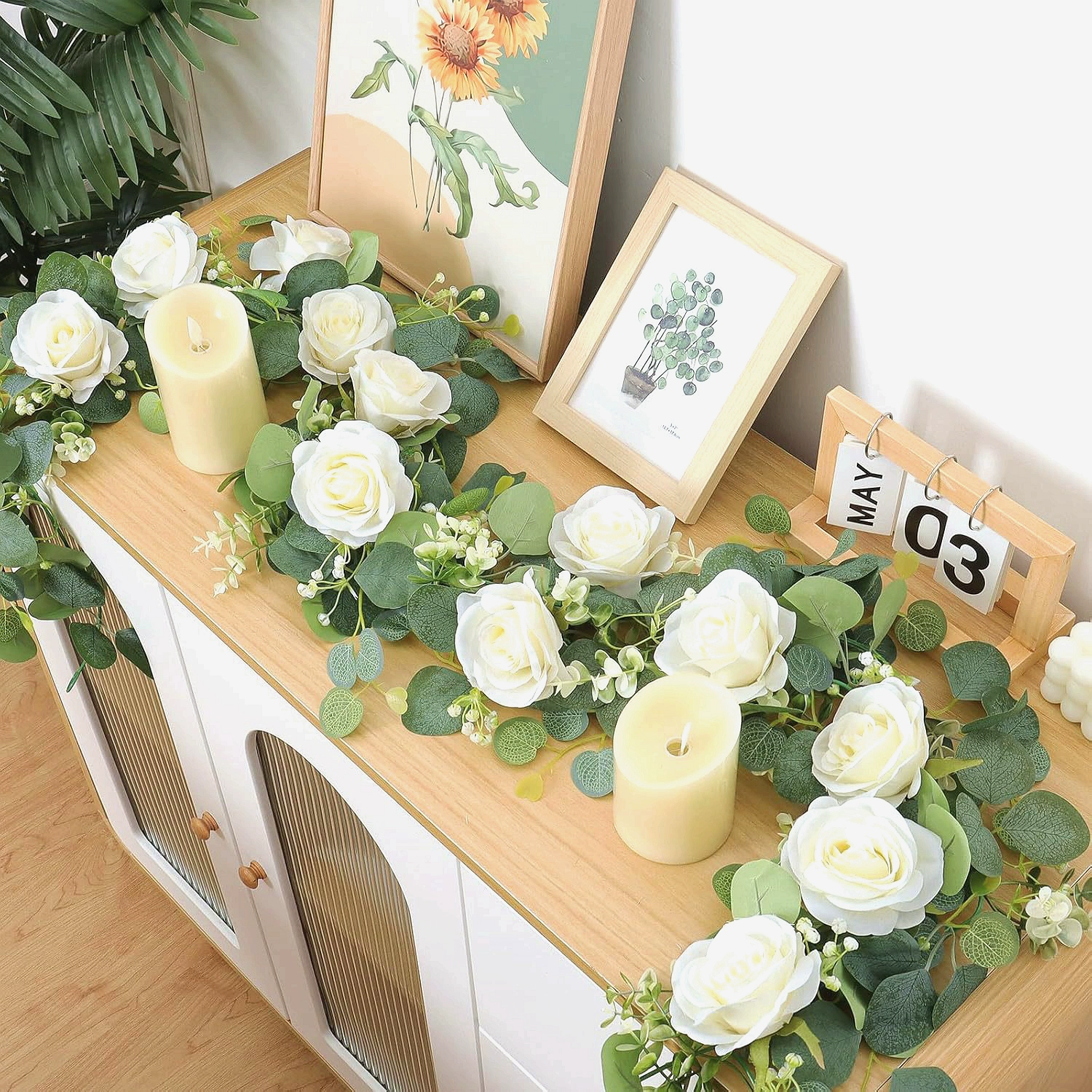 Cross-border simulated flower eucalyptus leaves eucalyptus rattan home wedding simulation green plant dining table decoration high simulation