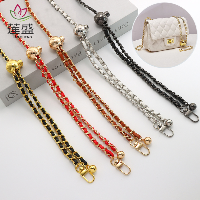 Delicate Small Gold Ball Adjustable Buckle Bag Strap Small Fragrance Bag Chain Accessory Shoulder strap Adjustable diagonal metal chain