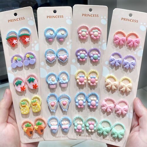 10 pieces ~ Threaded thumb ring, cute cartoon candy color bow, simple and versatile female headwear, children's small ring