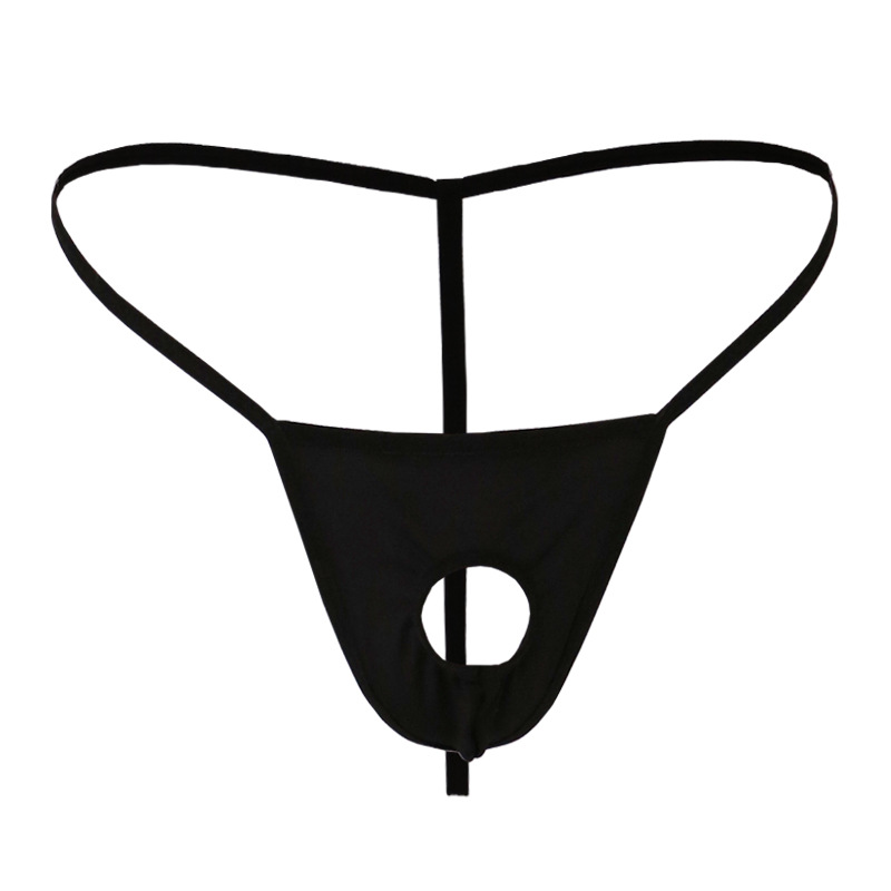 Sexy string met zichtbare gaten, T-shirt met blote billen, hoge elasticiteit, herenondergoed, groothandel._voghion.com