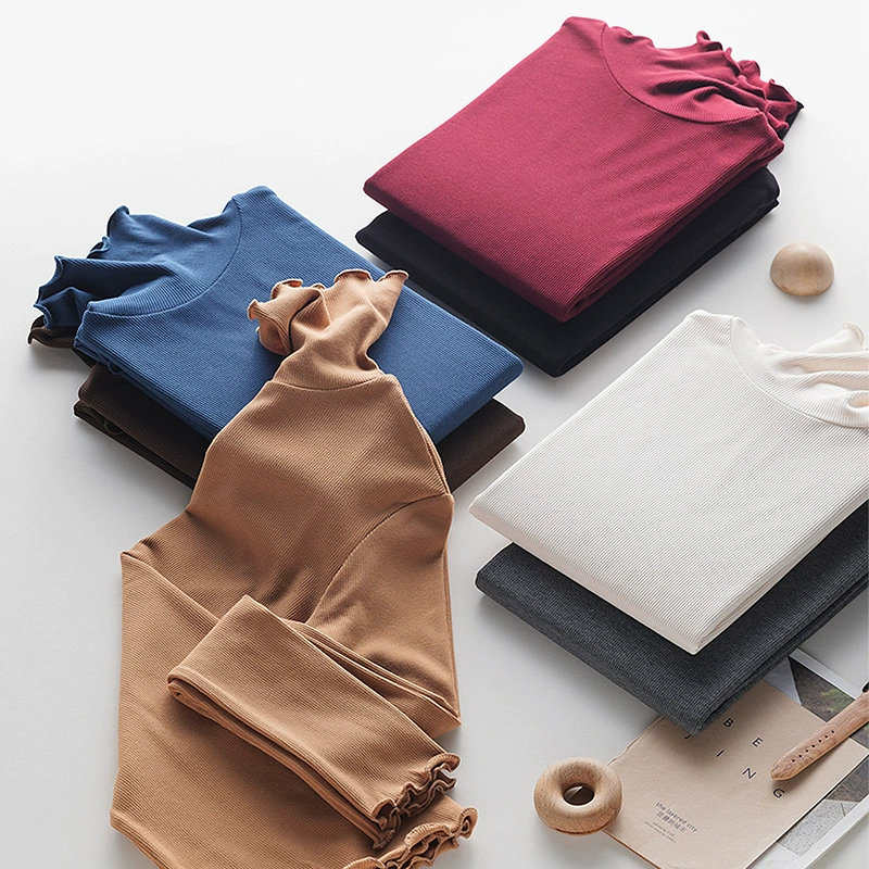 Шелковая базовая рубашка с рюшами и флисовой подкладкой для женщин, воротник-стойка, осенне-зимняя нижняя одежда, полувысокий воротник, начесанный топ, цвет мороженое.