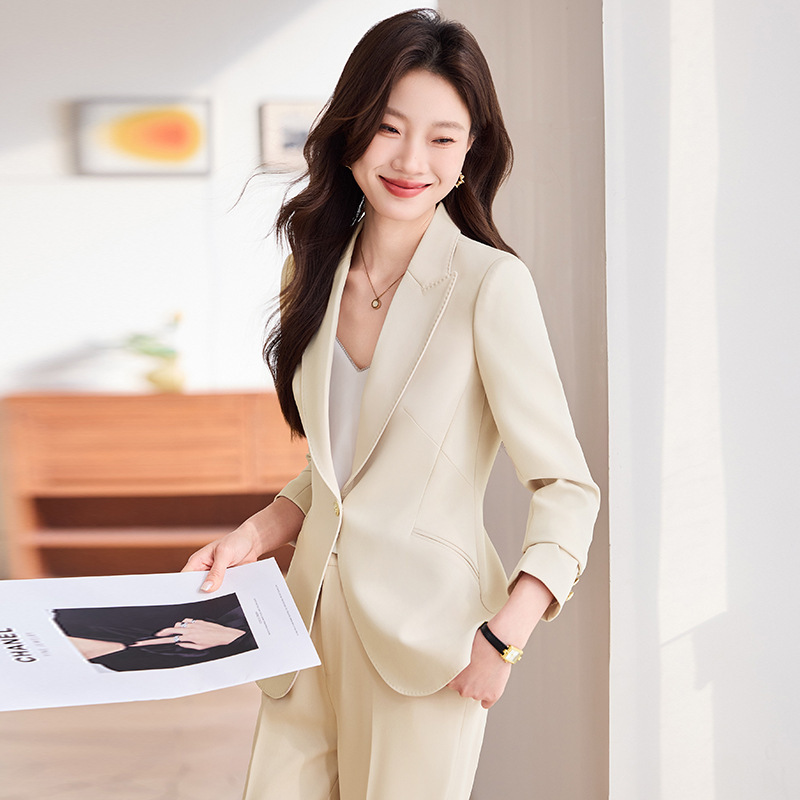 Apricot Suit for Women 2025 Autumn and Winter High-End Professional Elegant Broadcast Hosting Art Test Formal Suit Jacket Apricot Suit for Women 2025 Autumn and Winter High-End Professional Elegant Broadcast Hosting Art Test Formal Suit Jacket