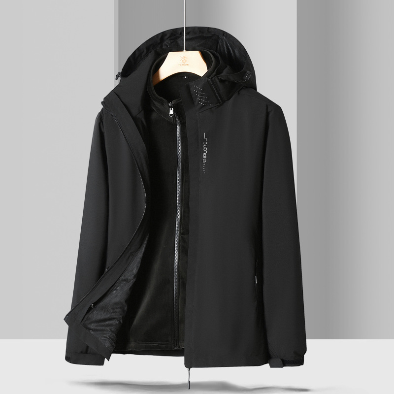 Outdoor Jacket Three-In-One Silver Fox Velvet Lining Mountaineering Jacket Sports Casual Jacket Soft Shell Jacket for Men and Women
