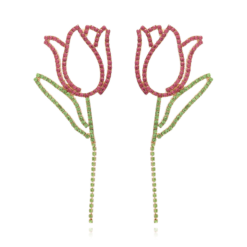 1 Paar Lässig Ferien Blume Inlay Legierung Strasssteine Tropfenohrringe display picture 1