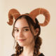 Cross-border Halloween cotton-filled cow horn foldable headband headdress party dance performance dress festival cos props