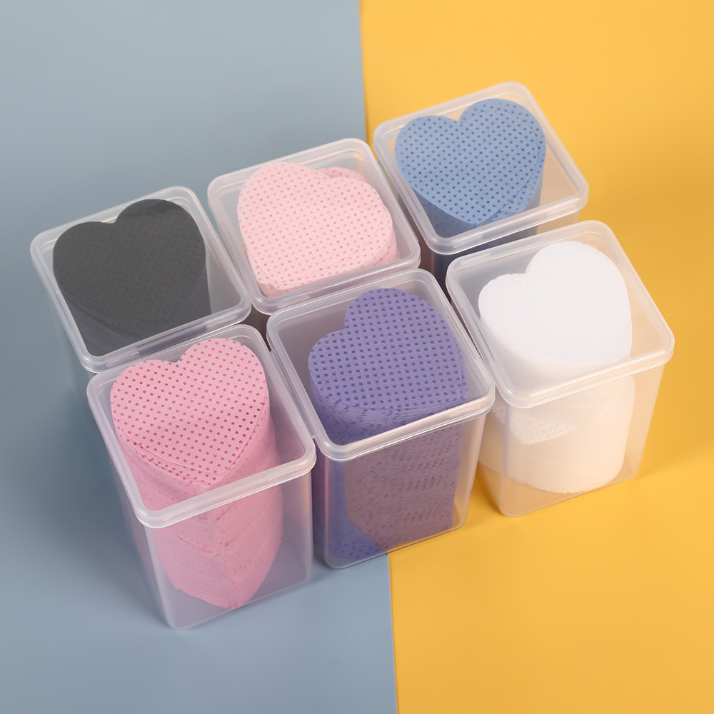 Colorful love-shaped nail polish remover cotton boxed nail glue…