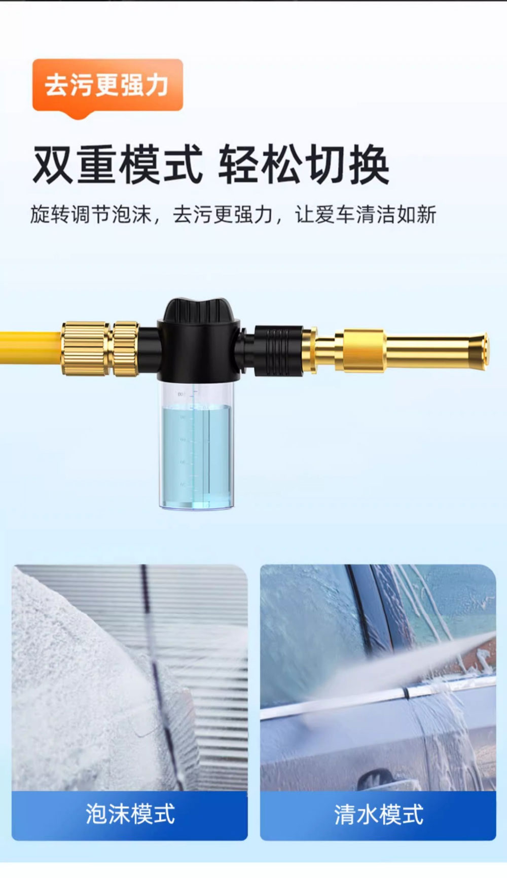 Car wash water gun for home use, high-pressure water spray gun for tap water, pressure-boosting car washer, suitable for washing windows and watering plants
