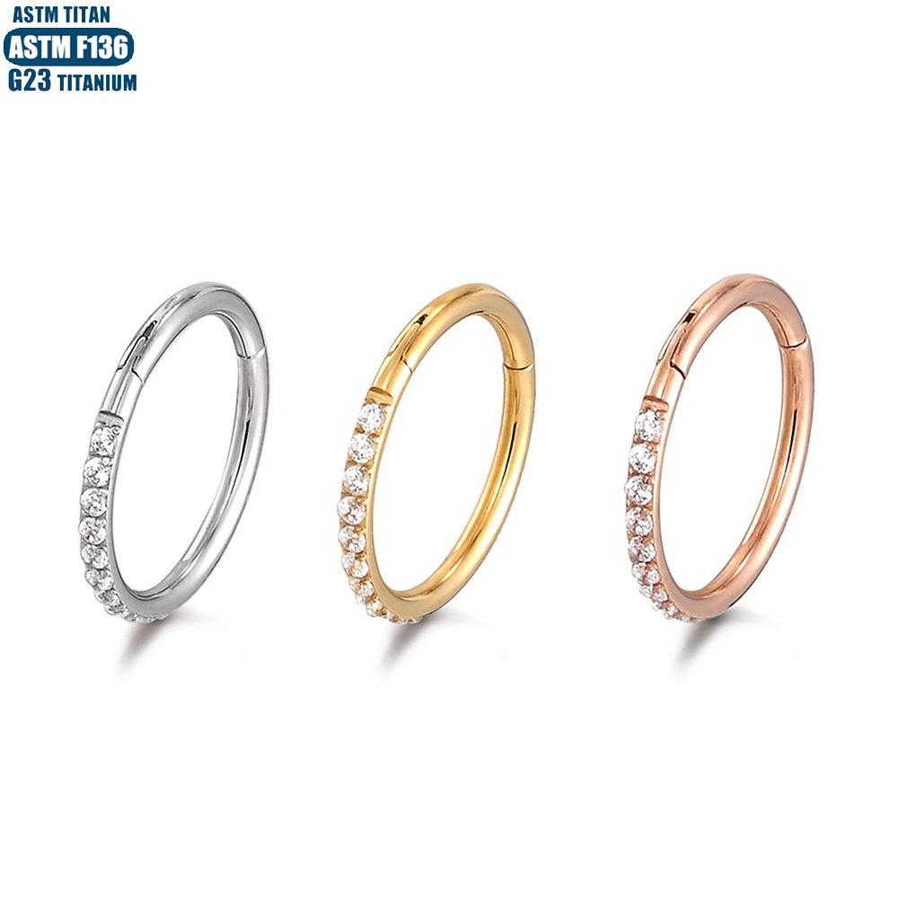 F136 Titanium Nose Ring Multi-Layer Diamond-Studded Seamless Ring Nose Septum Ring Ear Cartilage Piercing Earring Piercing Jewelry Ear Bone Ring detail image 13