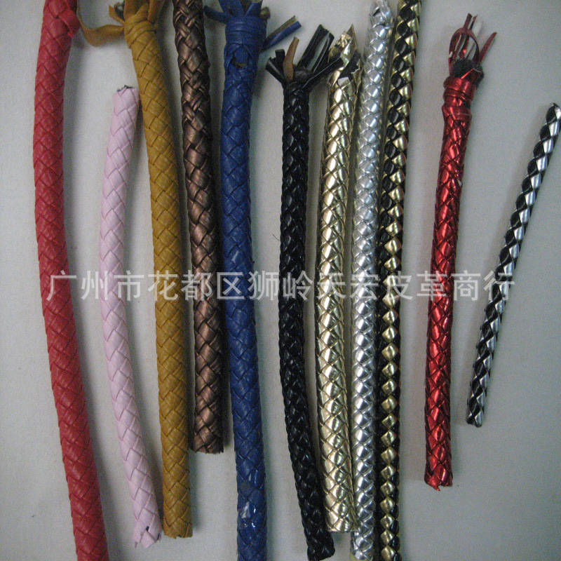 编织手提带绳,多股PU皮革绳,4股/6股/8股编织饰品圆绳 仿皮人造革