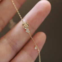 玫瑰花手链心形S925纯银镀14k金法式女小钻细跨境热卖小红书新款