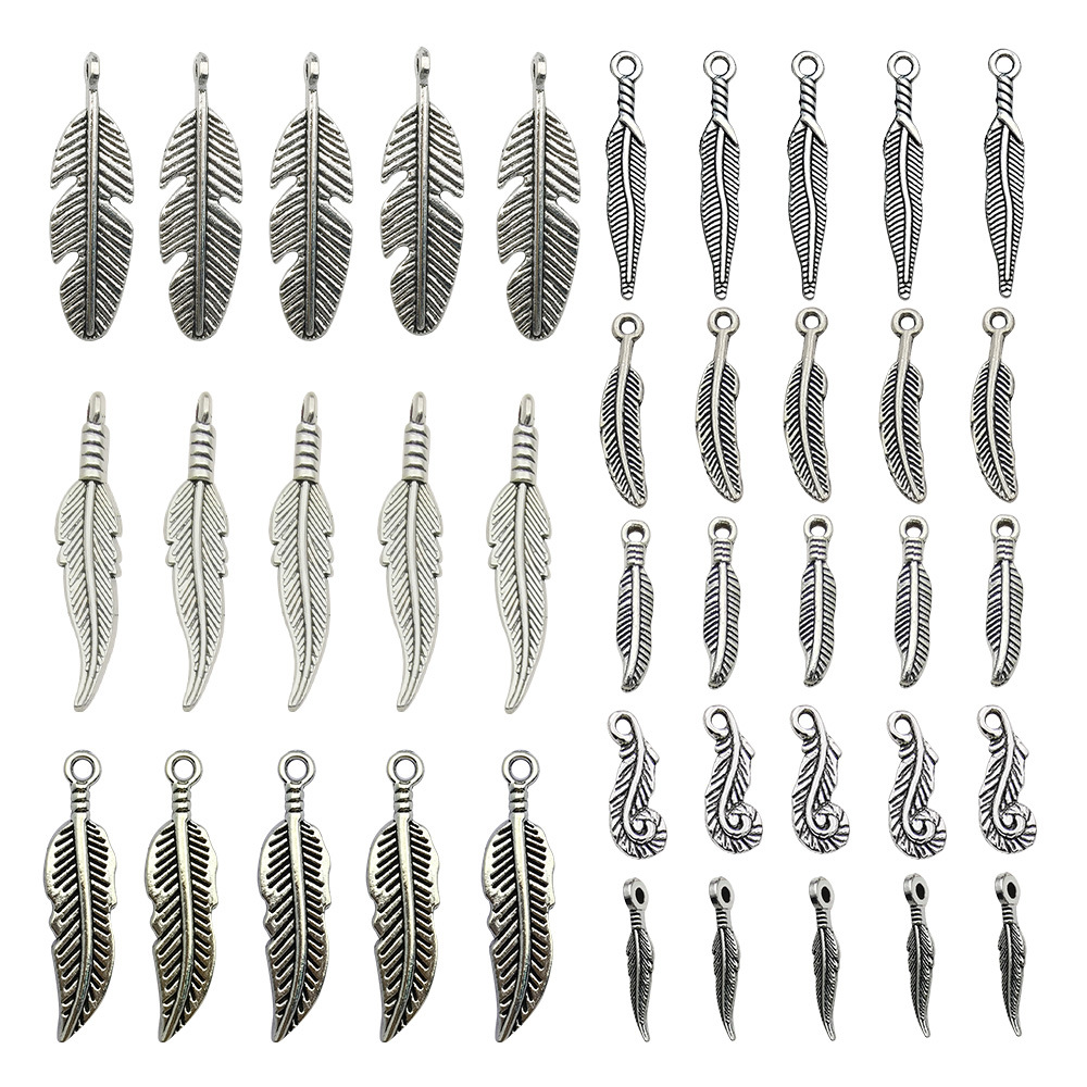 Venta caliente transfronteriza aleación retro hoja pluma collar pendiente colgante accesorios de joyería de bricolaje fábrica al por mayor