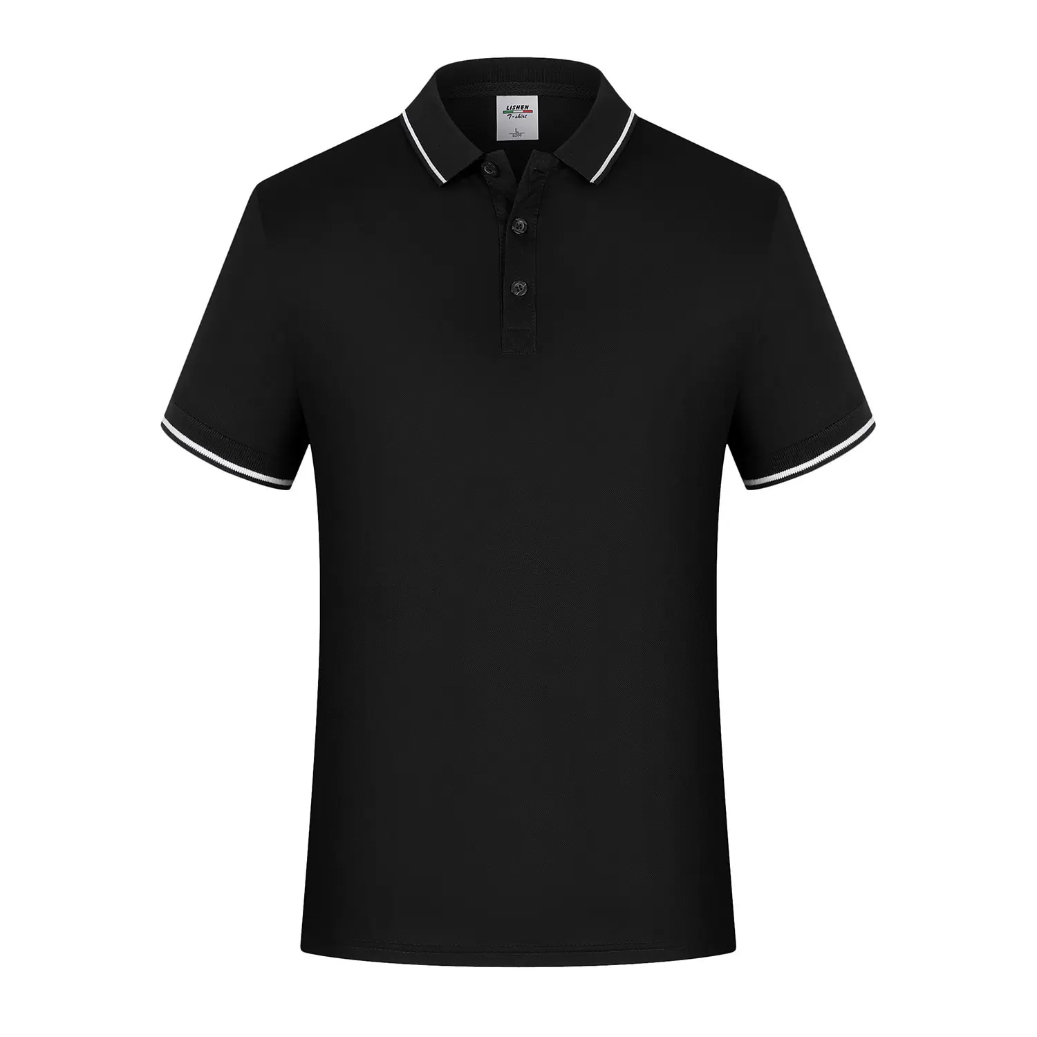 新款翻领带扣不连帽短袖 货源LOGO广告衫 10色休闲文化衫