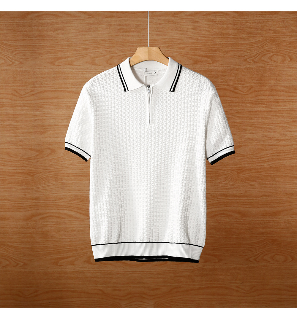 Men's fancy jacquard knit polo shirt