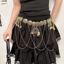 东宫小枫新款复古波西米亚汉服镂空民族肚皮舞腰链钱币流梳腰饰女