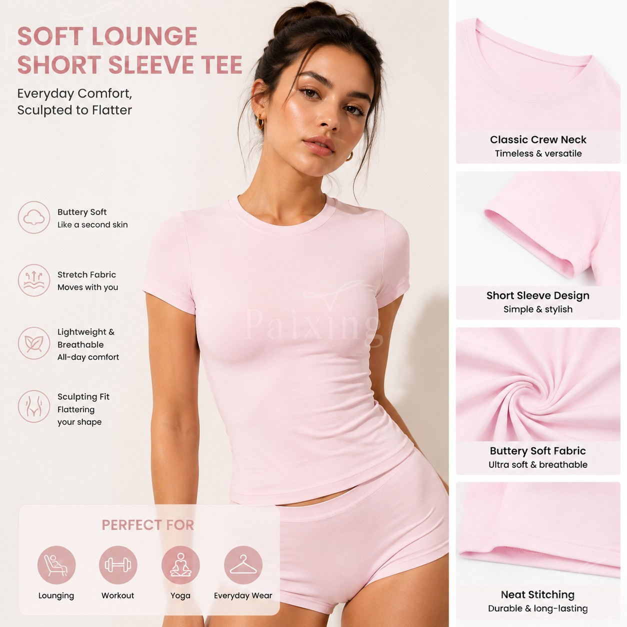 European and American cross-border foreign trade Skim* round neck base T-shirt women's slim fit inner layer comfortable breathable short-sleeved T-shirt base shirt