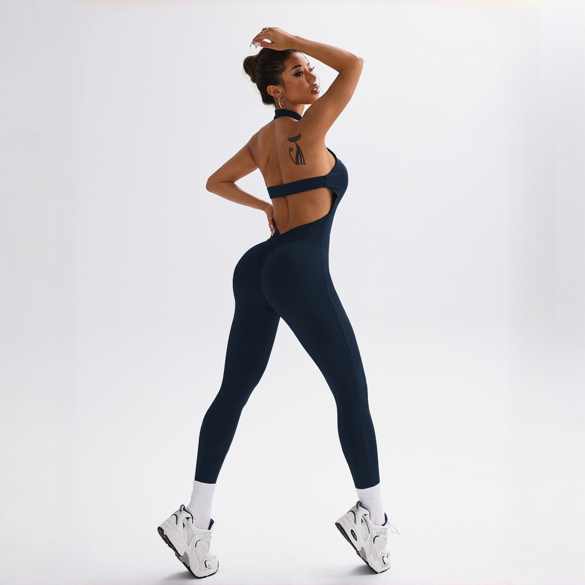 Explosiones transfronterizas que se pueden usar en un monje de mujer de color sólido sexy de espalda deportiva rápida de secado para elevar las caderas y acondicionamiento físico monje de yoga