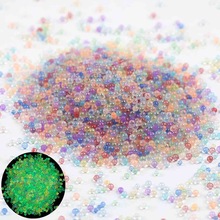 450g/包夜光无孔七彩泡泡珠玻璃圆珠小珠子气泡珠DIY饰品美甲配件