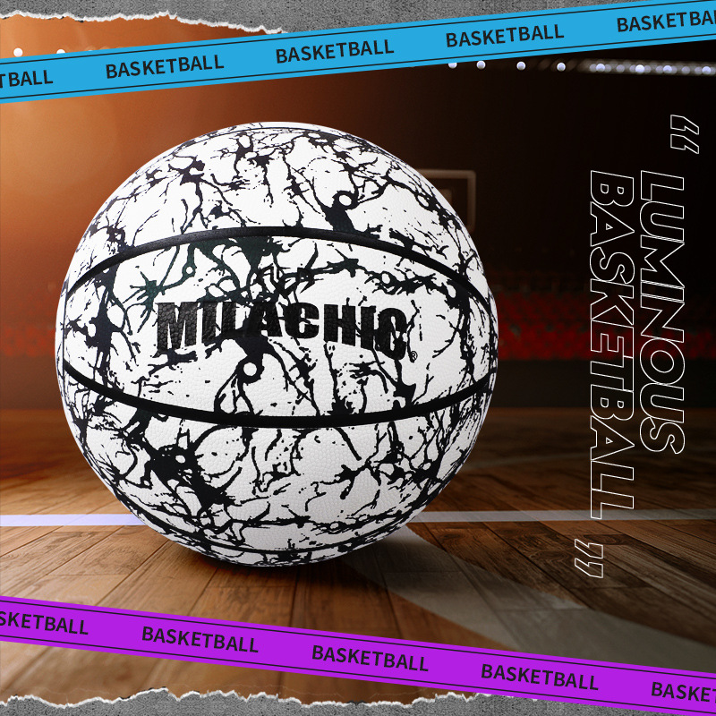 Reflective glow-in-the-dark fluorescent light-emitting basketball size 7 for adults, durable, competitive standard blue, factory direct sales