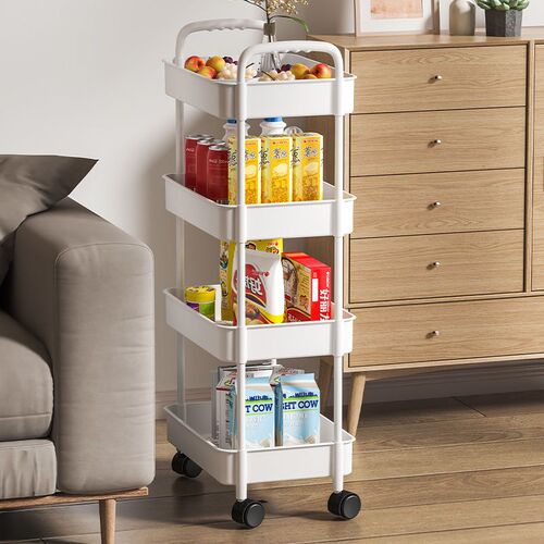 Small Cart Storage Rack Kitchen Floor Standing Bedroom Multi-layer Baby Bathroom Toilet Storage Shelf Modern Simple