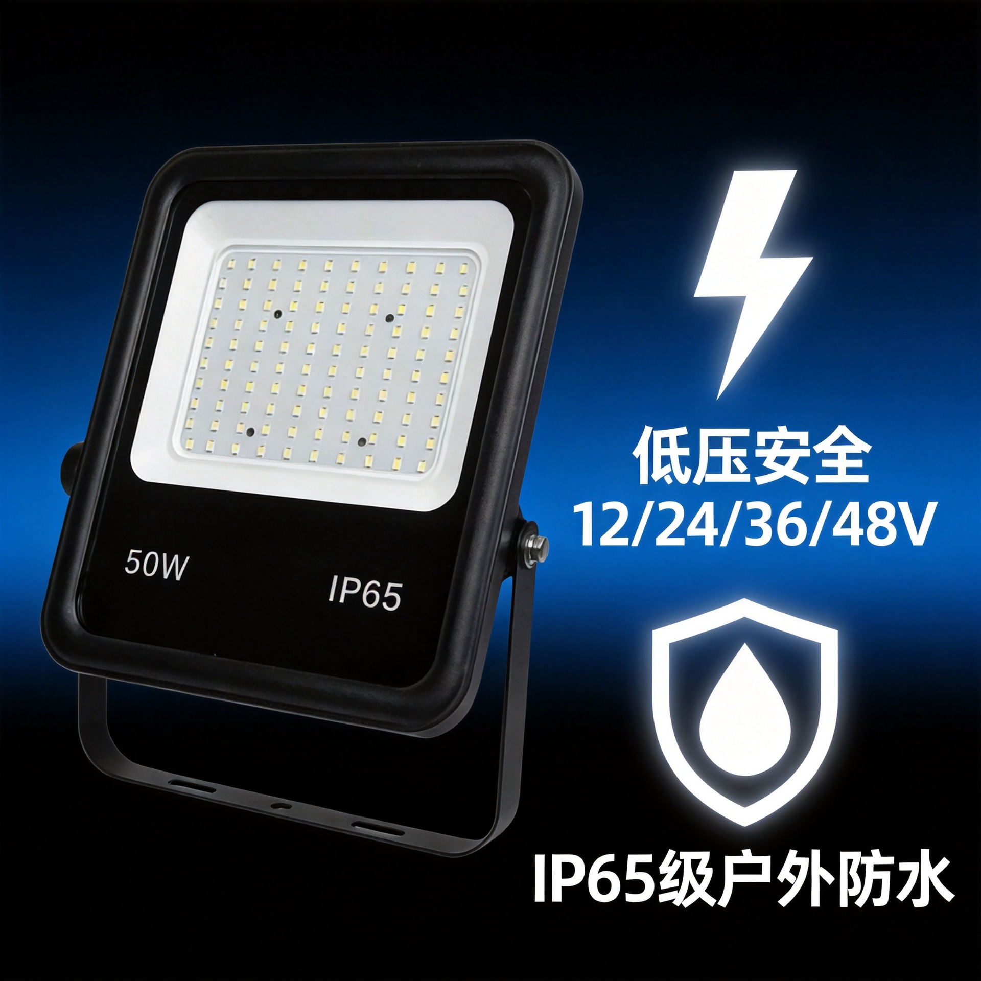 LED防水投光灯50-100W低压12V24V36V48V船用照明灯可加应急照明