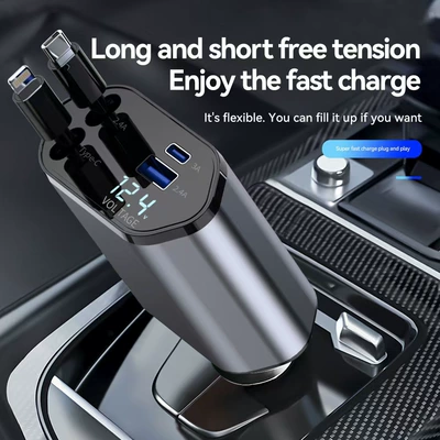 Plug Car Charger Retractable Cable – Mobil şarj cihazları