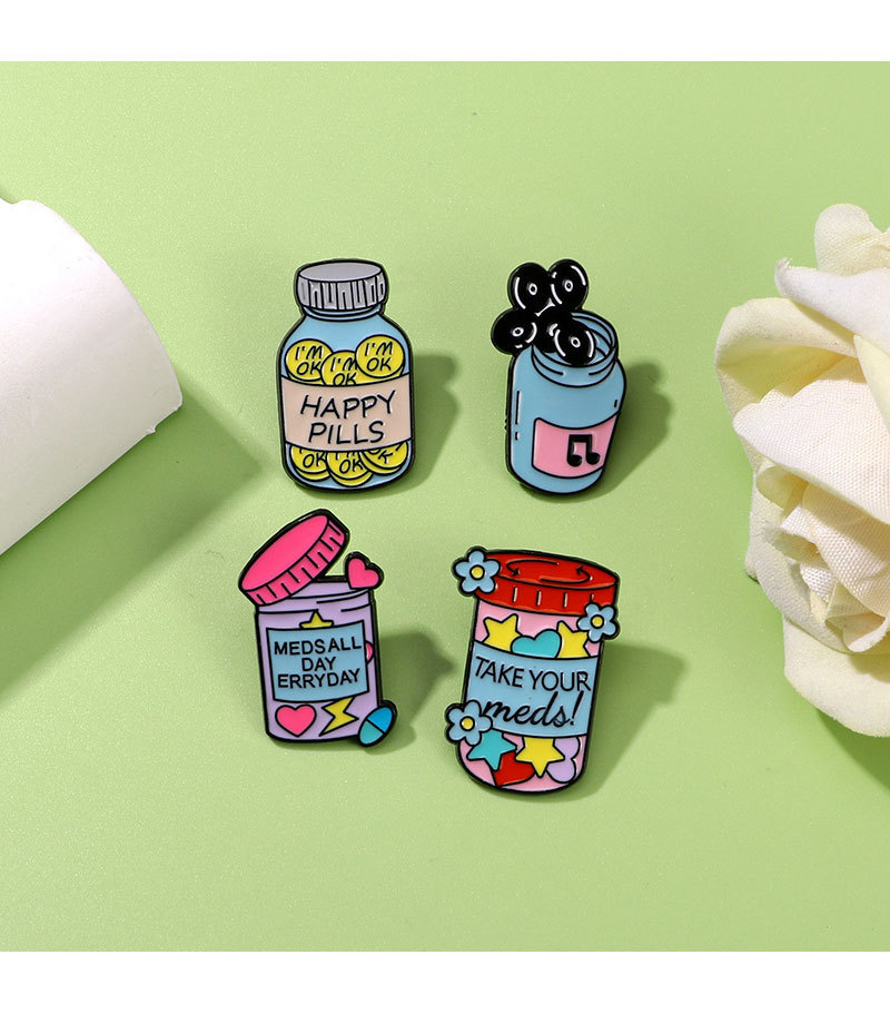 Alloy Material Cute Modern Style Pin Letter Pill Medicine Bottle Alloy Enamel Unisex Brooches