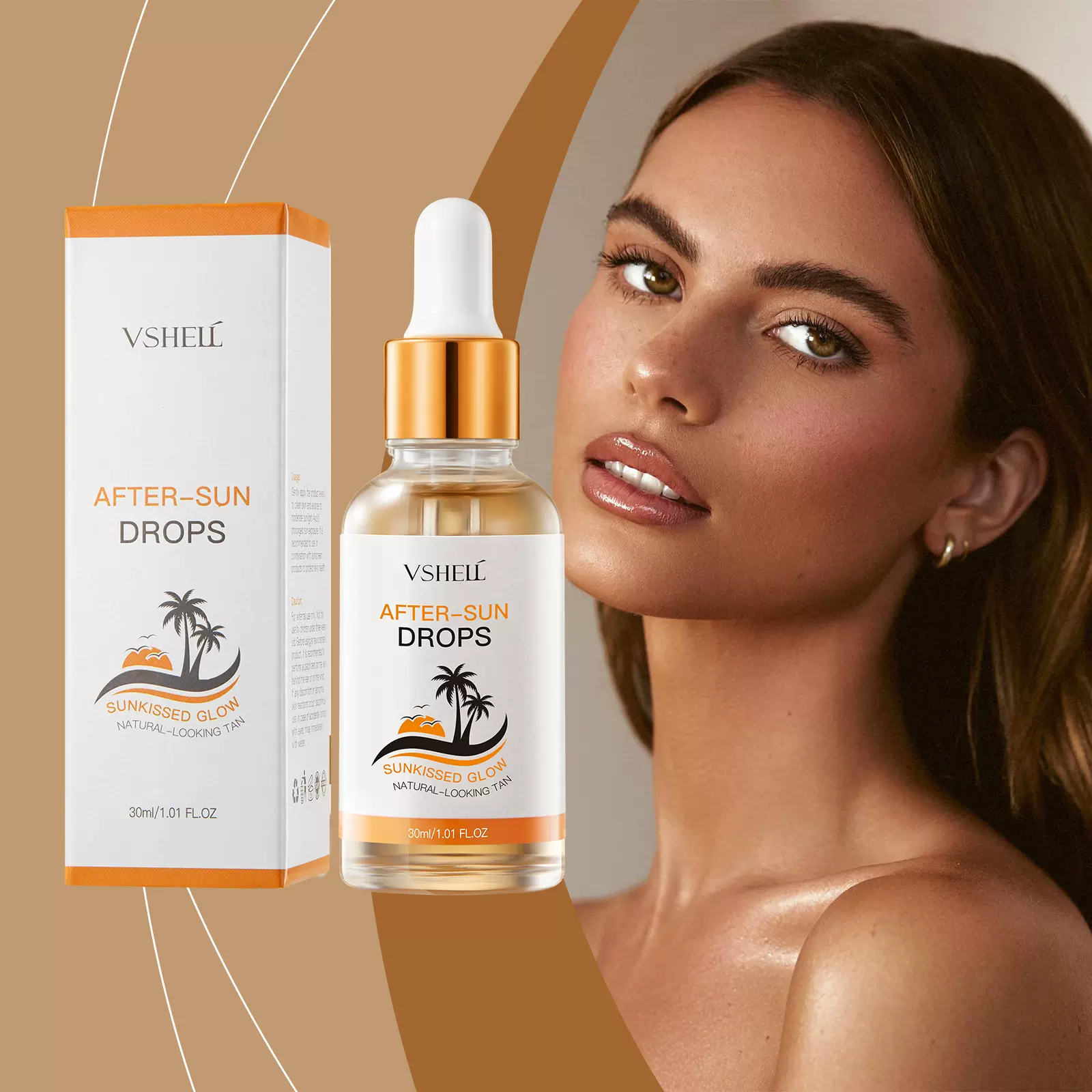 外贸日光浴免晒美黑滴剂精华液助黑原液精华油古铜色Facial Serum
