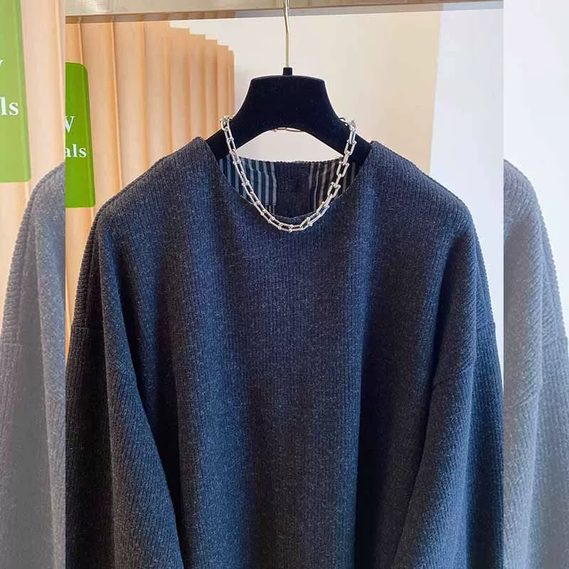 Retro long-sleeve, autumn knitted sweater, oversize, plus size